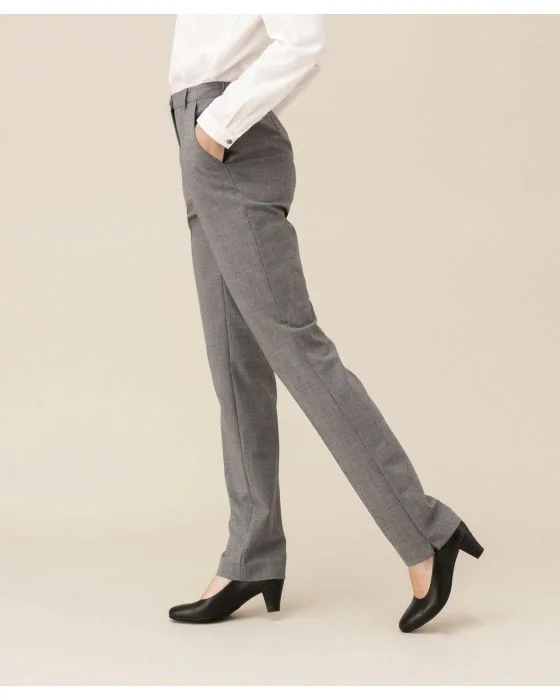 Pantalon droit, lainage aspect flanelle, 2 statures