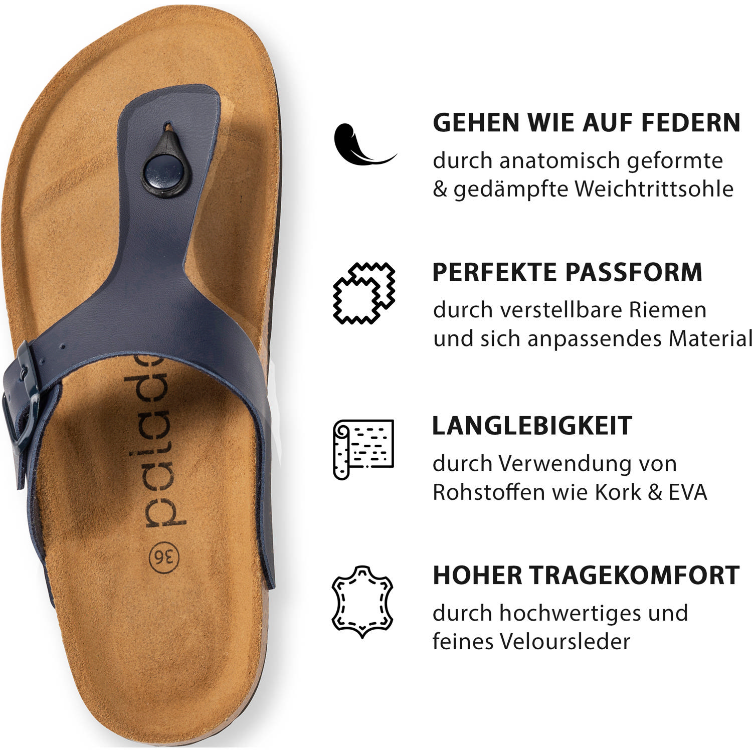 Palado Kos Matt, Zehentrenner, Damen, Dunkelblau