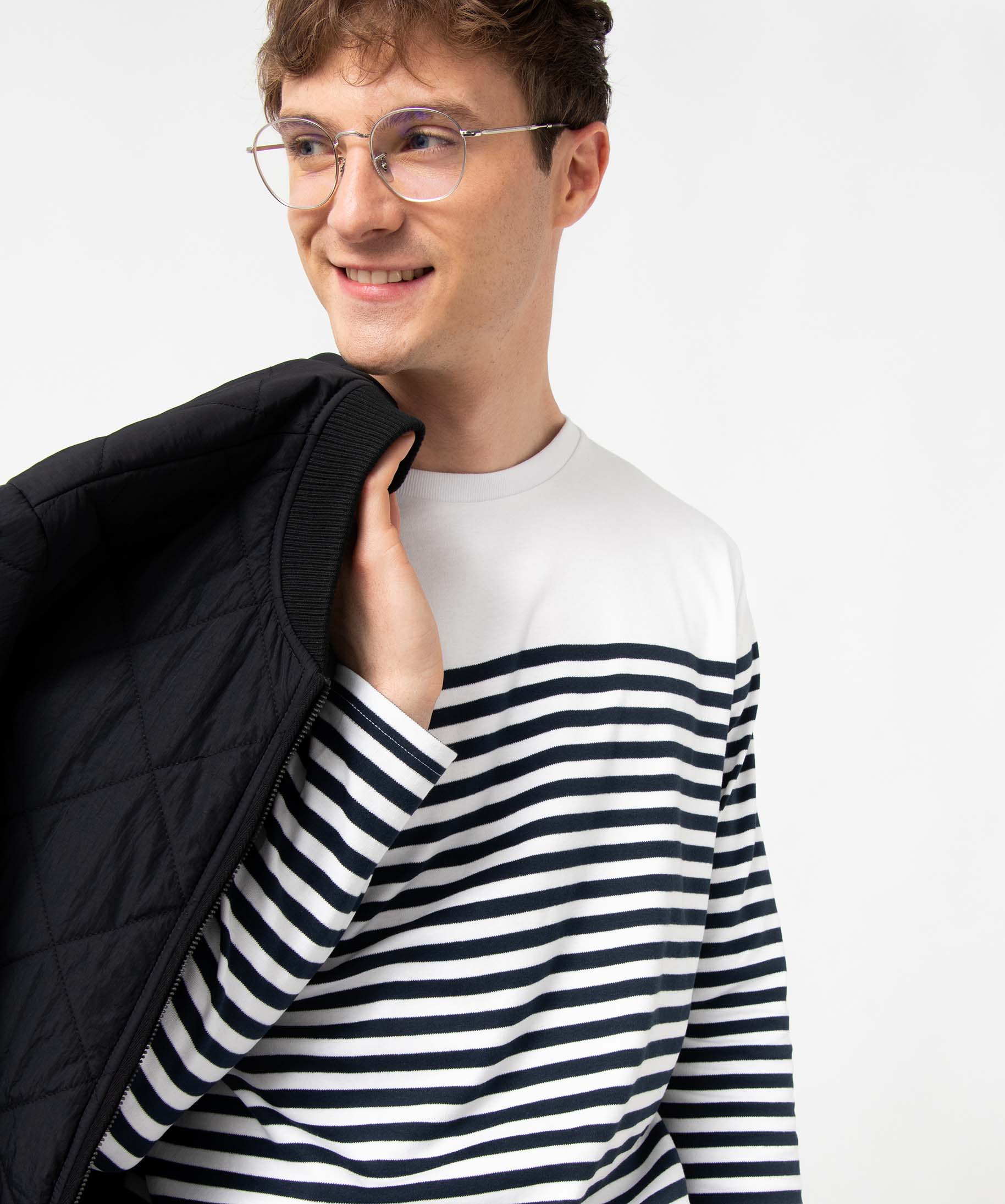Tee-shirt homme à manches longues et rayures marinières raye | GEMO