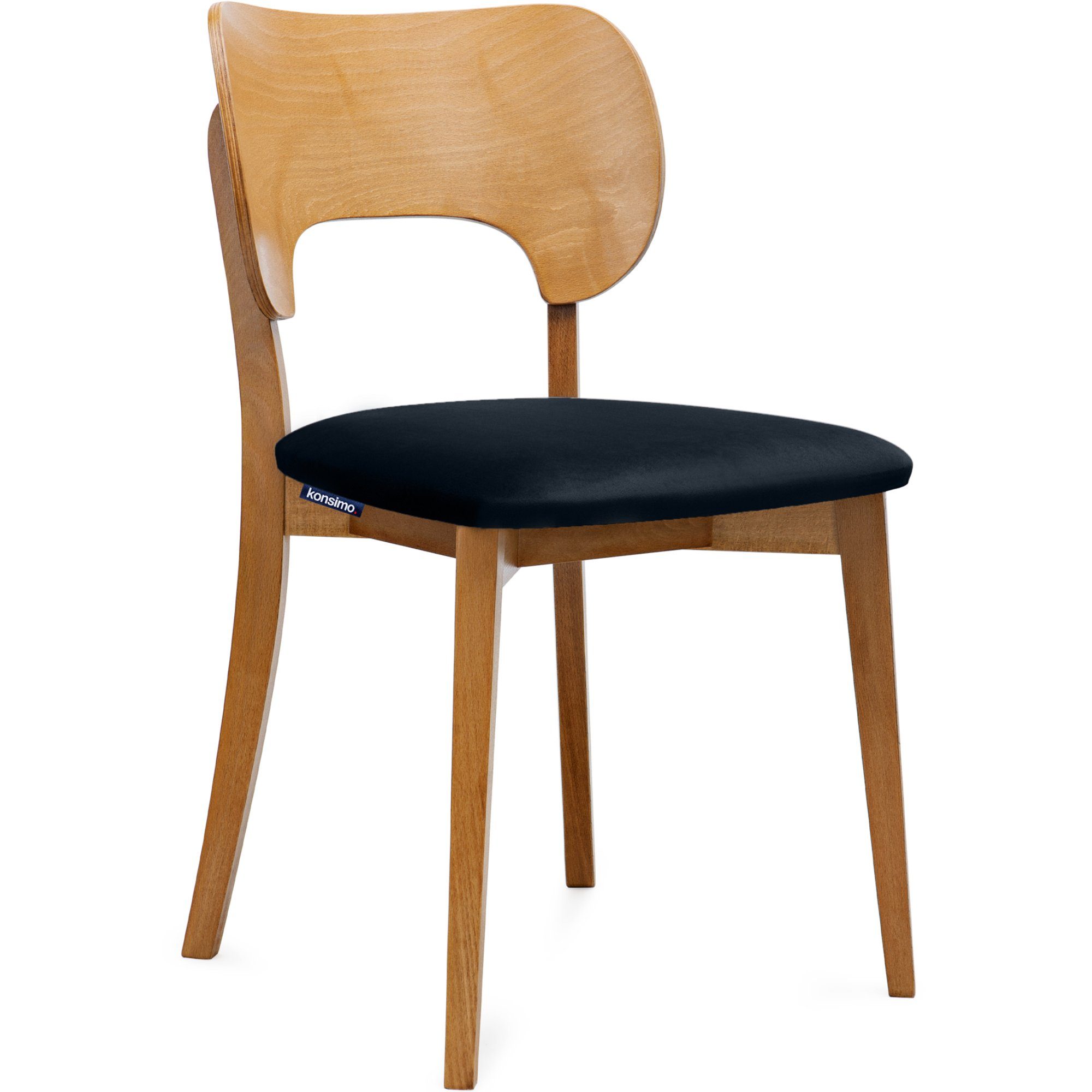 Konsimo Holzstuhl LYCO Küchenstühl Esstischstühl Wohnzimmerstühl Esszimmer Stühl Eiche (Esszimmerstühl, 1 St), Velours-Sitz, Gestell aus Massivholz