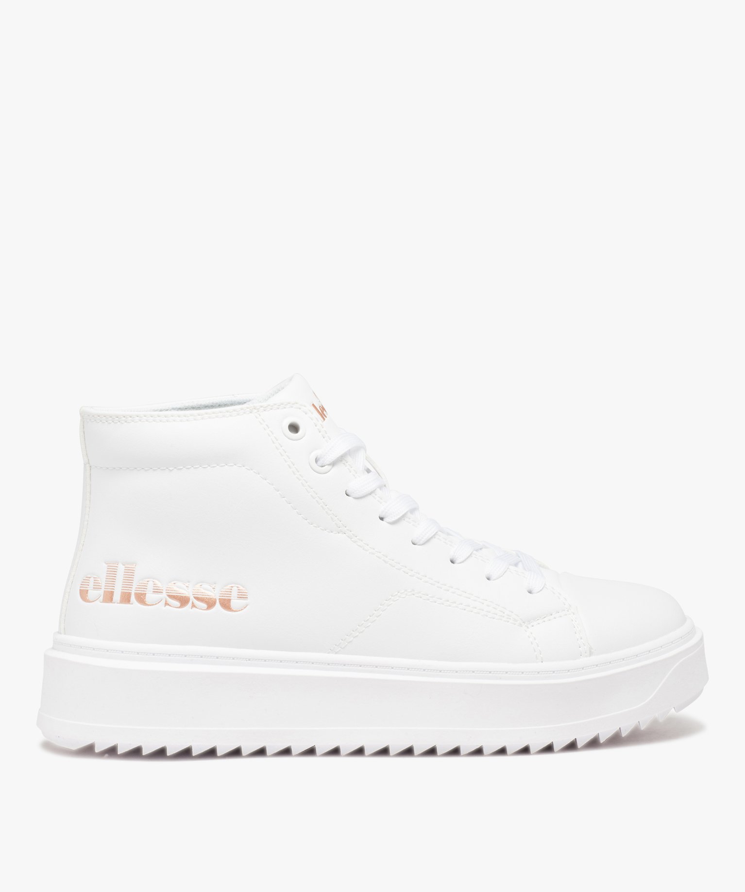 Baskets femme mid-cut unies à semelle épaisse crantée - E... blanc | GEMO