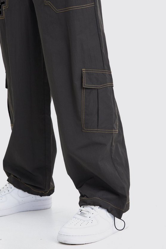 Nylon Hose mit Kontrast-Naht und elastischem Bund