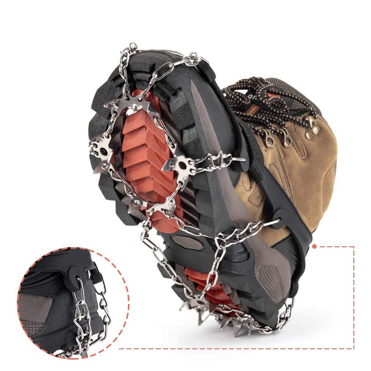 JedBesetzt Steigeisen Steigeisen für Bergschuhe mit 19 Edelstahl Spikes - Anti-Rutsch