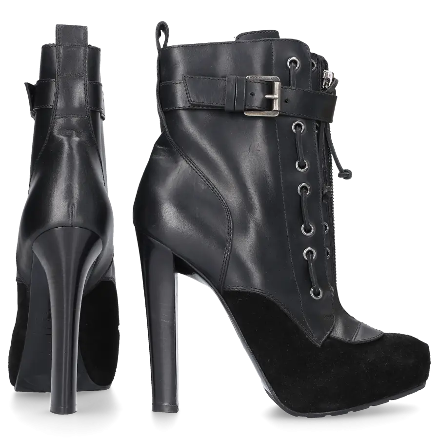Dsquared2 - Stiefeletten Glattleder Kalbsleder Veloursleder schwarz - schwarz