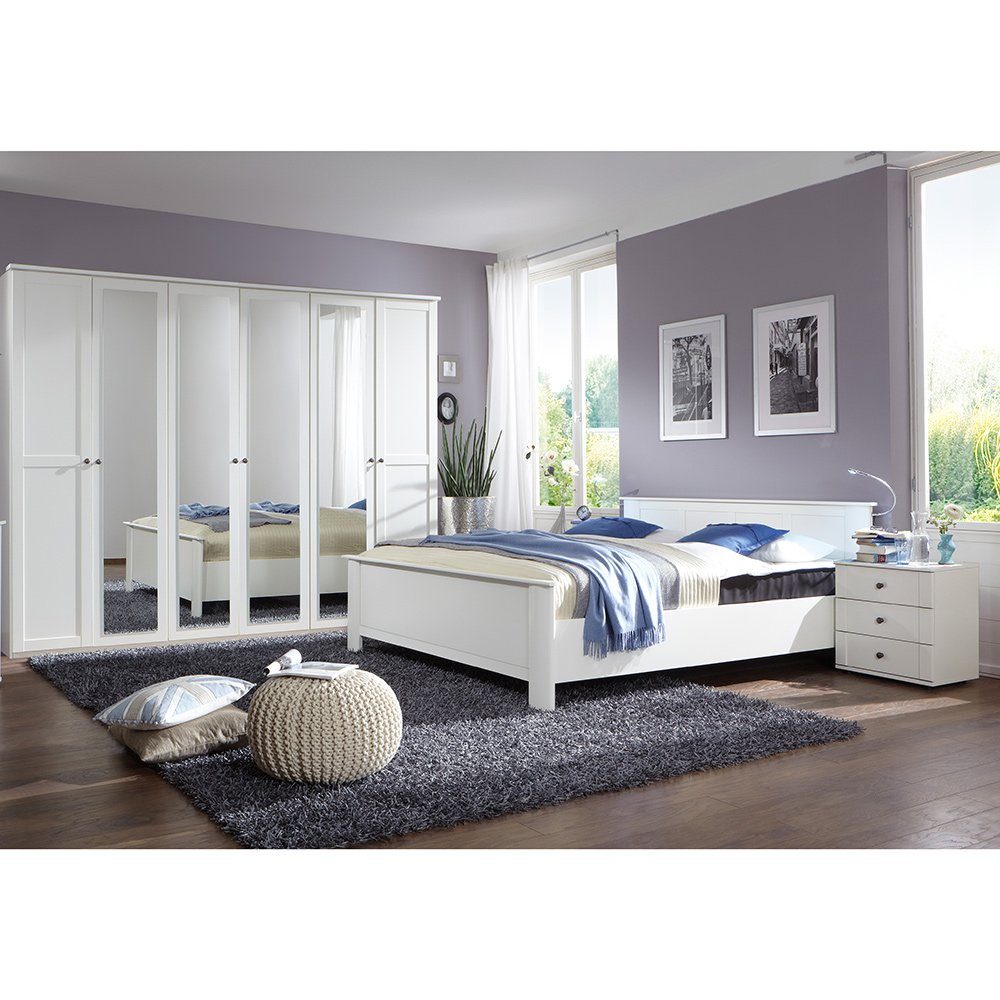 Lomadox Schlafzimmer-Set CROPANI-43, (Spar-Set, 4-St), mit Bett 160x200cm, Kleiderschrank 6-teilig 270cm, weiß