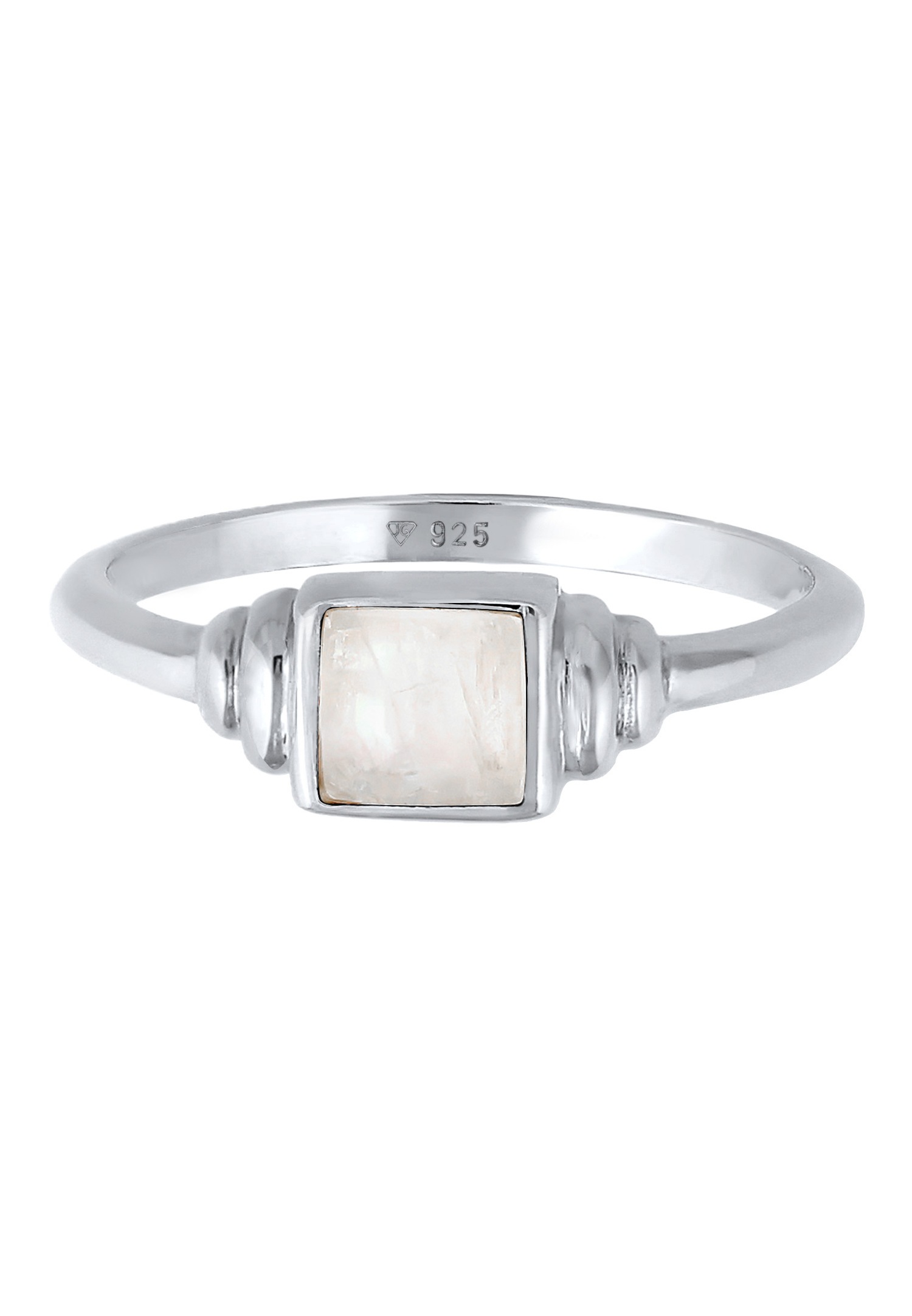 Elli PREMIUM női vintage négyzet alakú gyűrű holdkővel, 925-ös sterling ezüstből, aranyozott