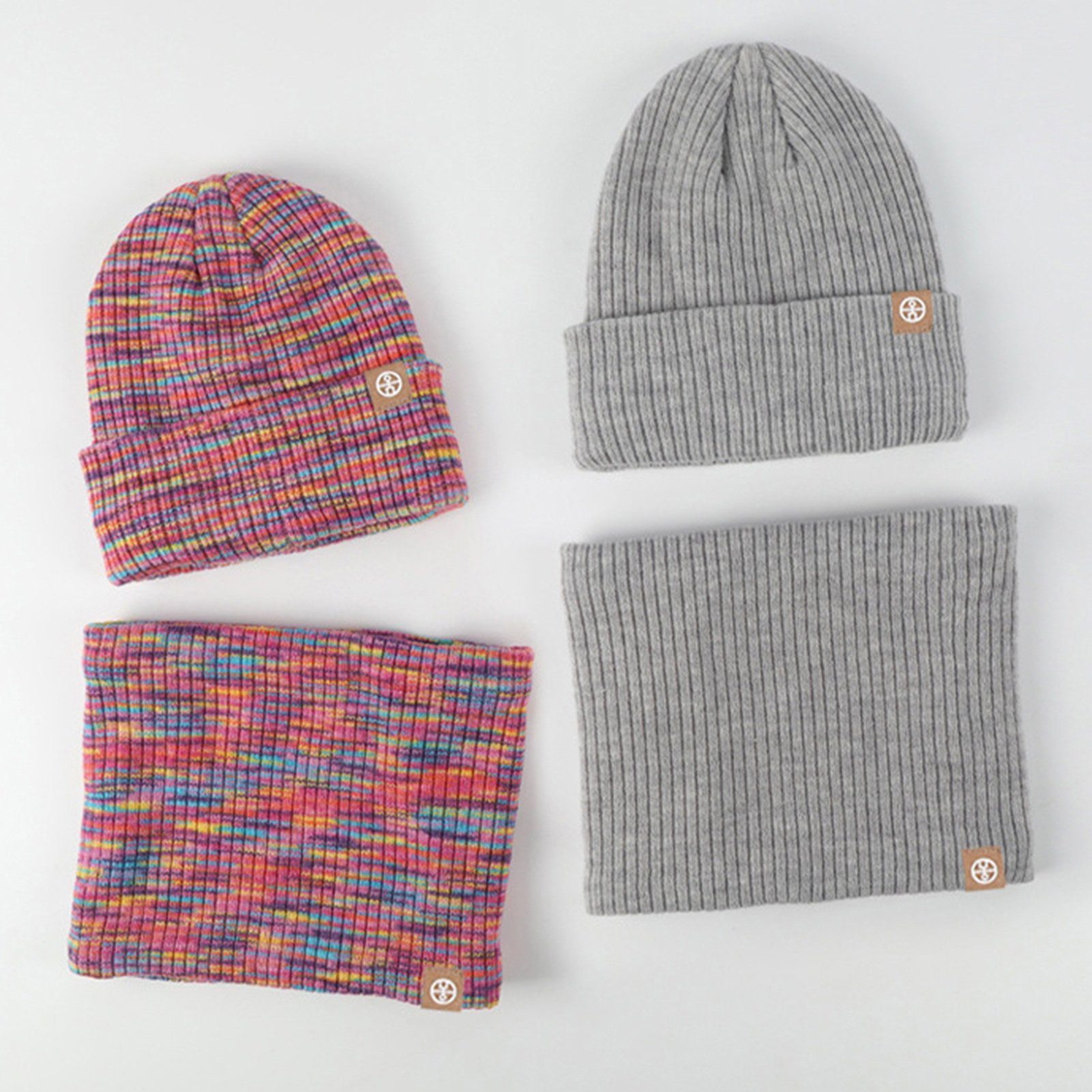 Rutaqian Schlupfmütze 3 In 1 Kinder Winter Set, Kinder Wintermütze Schal Handschuhe Mädchen (Warme Winter Beanie Hut Handschuhe runder Schal Set) Kinder Wintermütze Schal Touchscreen Handschuhe Mädchen Set