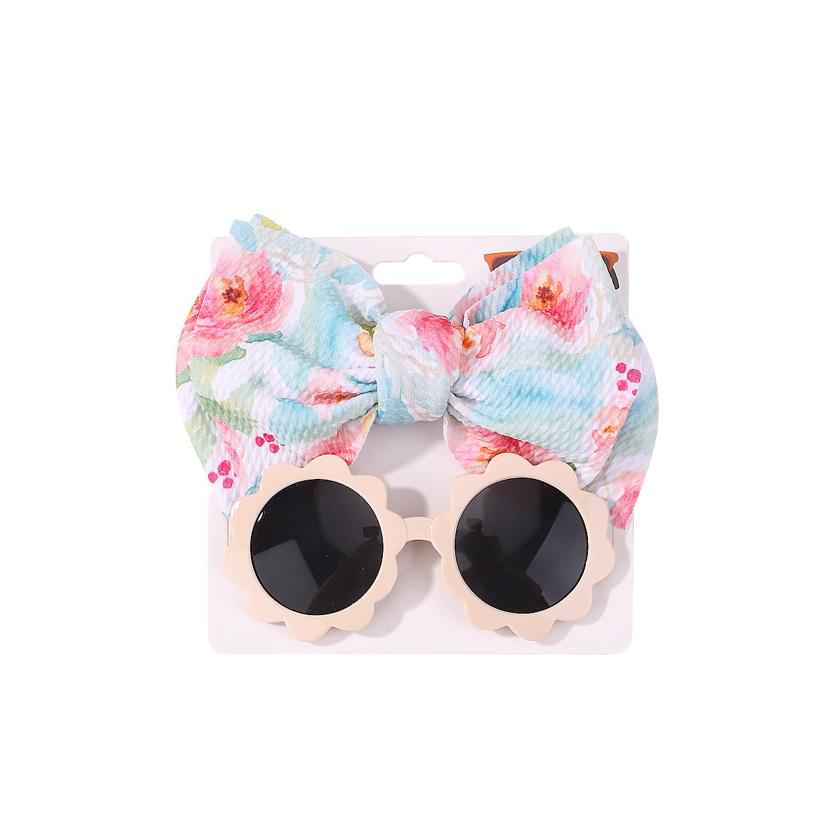Kinder-Sonnenbrillen-Set mit bedrucktem Schleife-Stirnband Haarschmuck-Set für Kinder