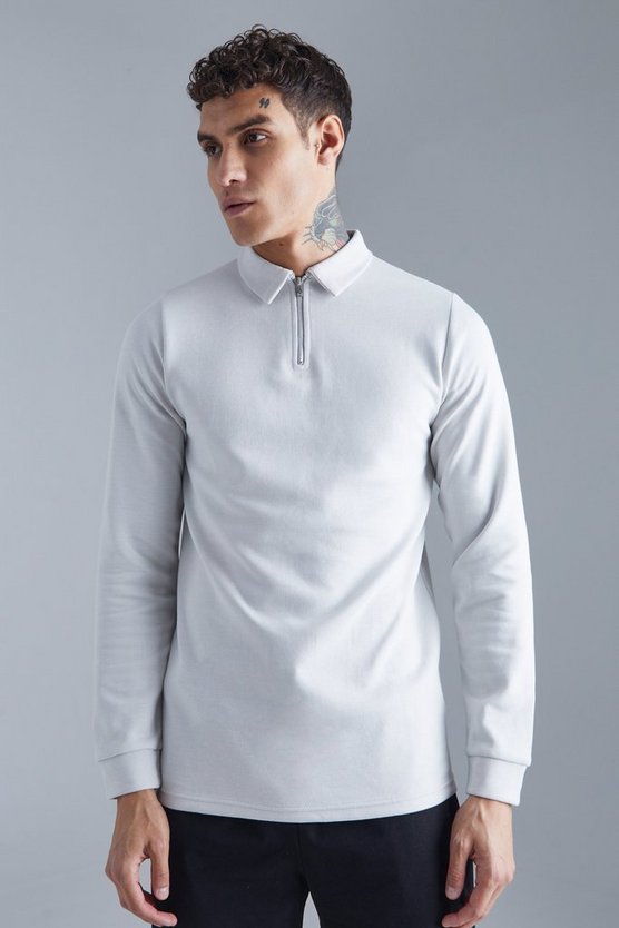 Langärmliges Slim-Fit Poloshirt