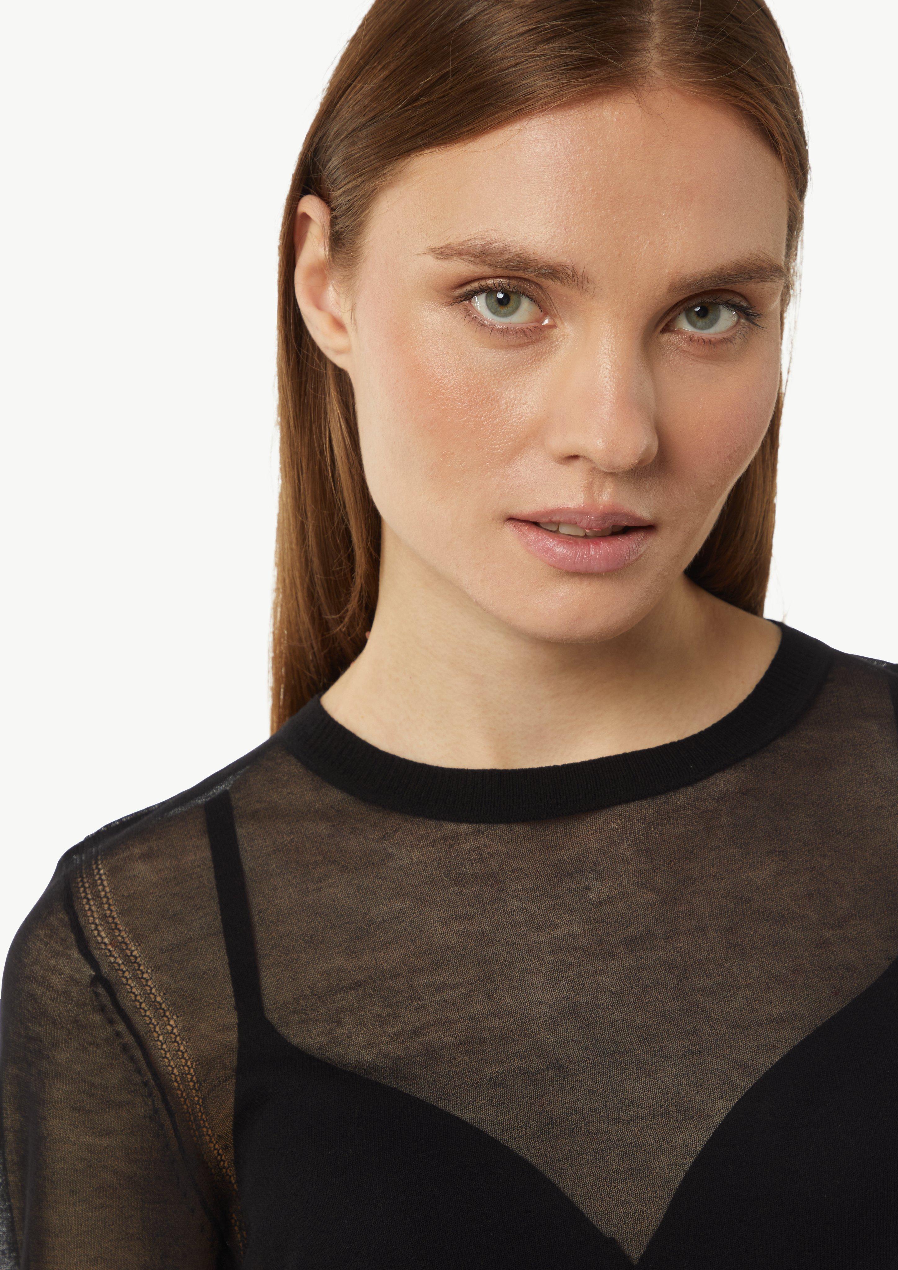 Strickpullover in transparenter Optik - schwarz