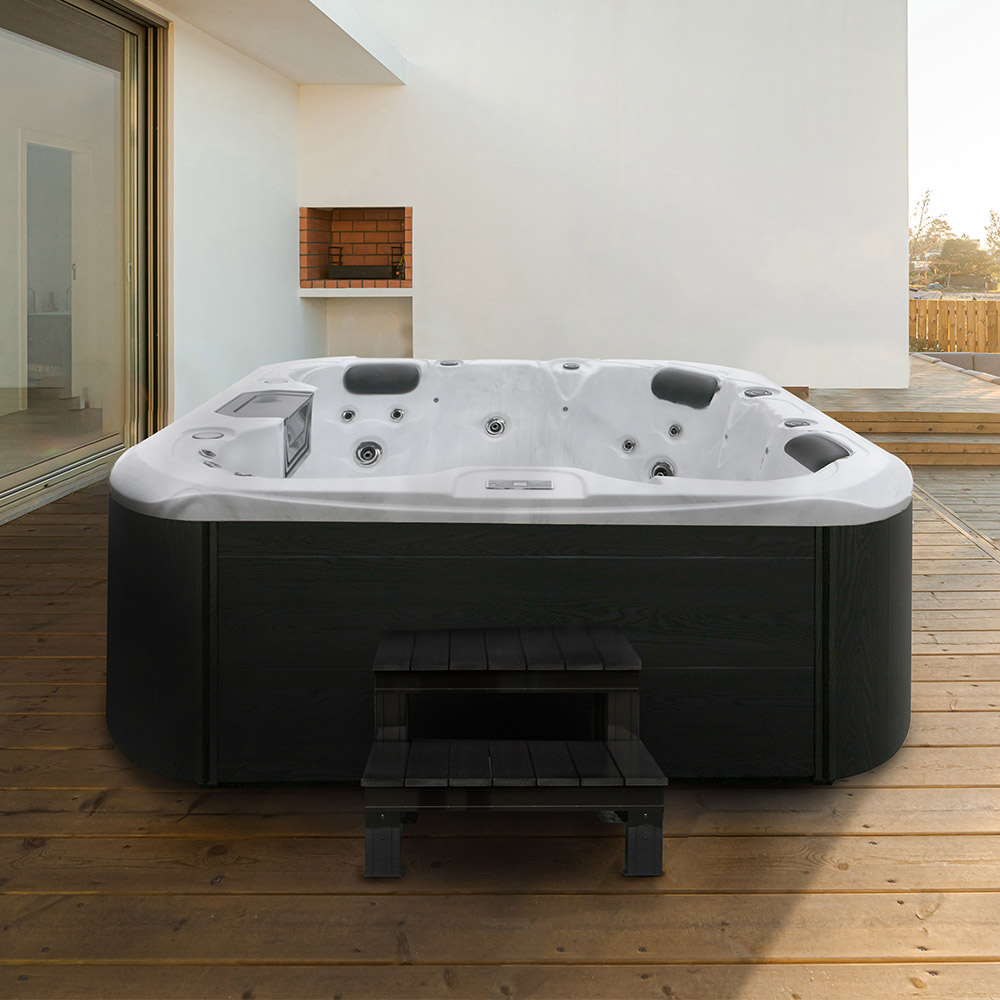 Home Deluxe Outdoor Whirlpool MALAGA inkl. Abdeckung & Treppe mit Wärmeisolierung für 5 Personen