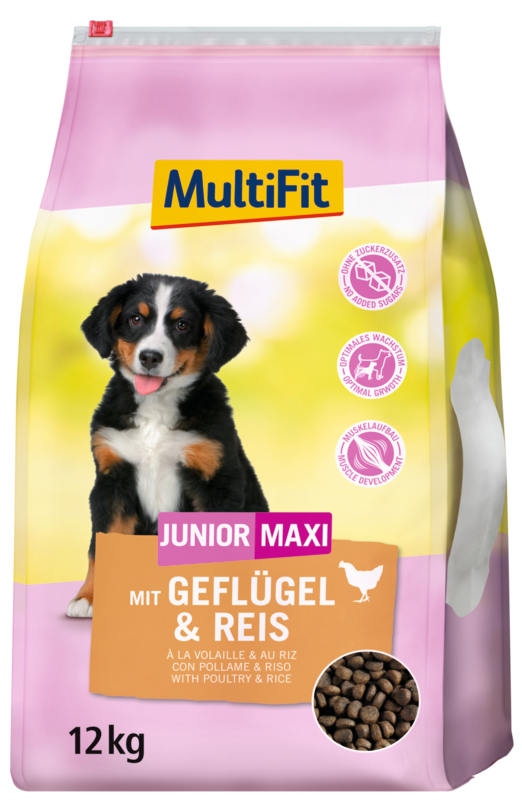 MultiFit Hundetrockenfutter MultiFit Junior Maxi mit Geflügel & Reis 12kg