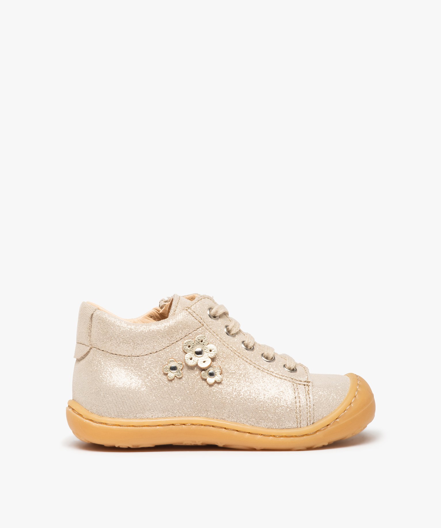 Chaussures premiers pas bébé fille dessus cuir pailleté – NA!