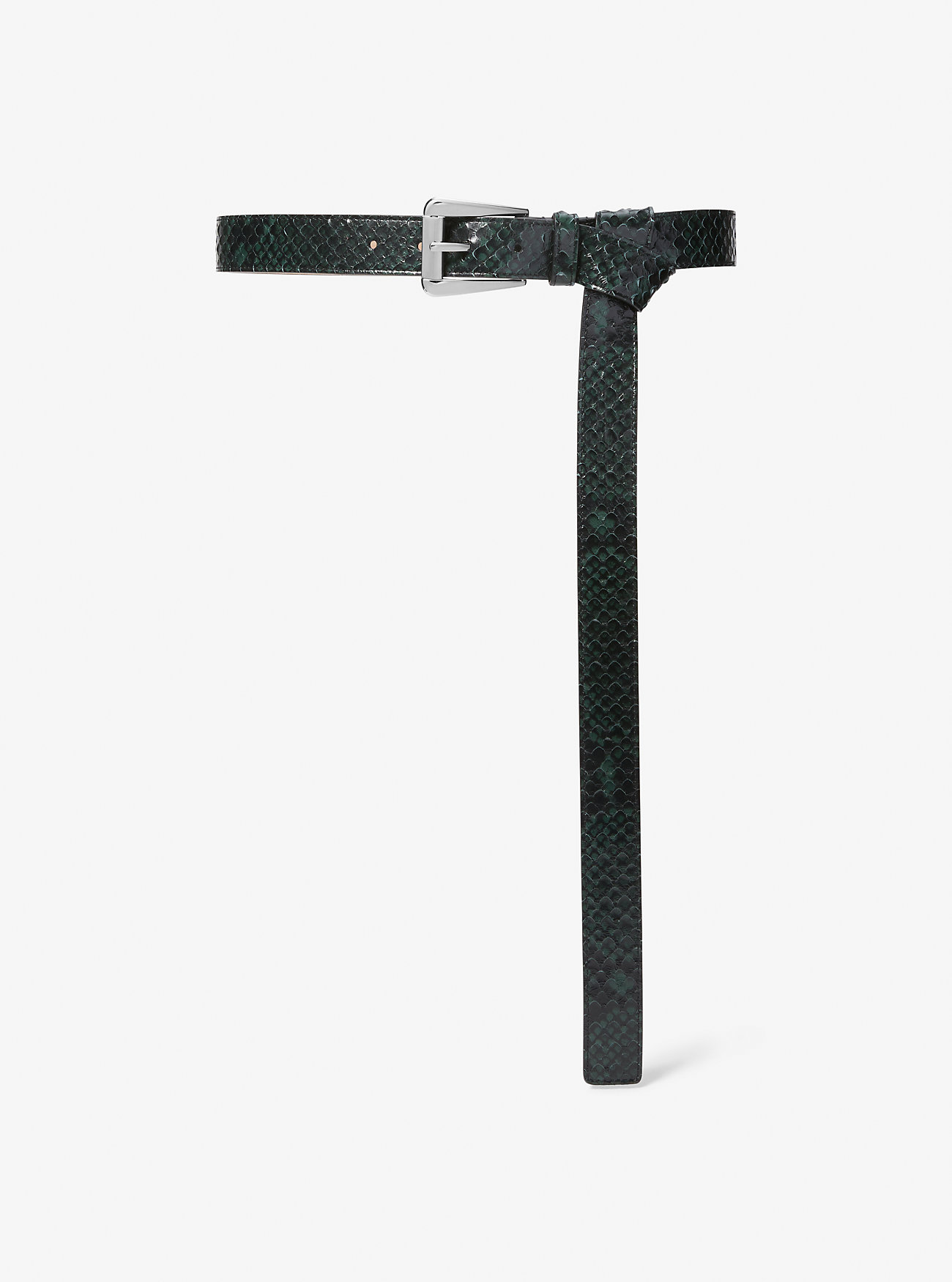 Joni Python Embossed Leather Trouser Belt - FOREST