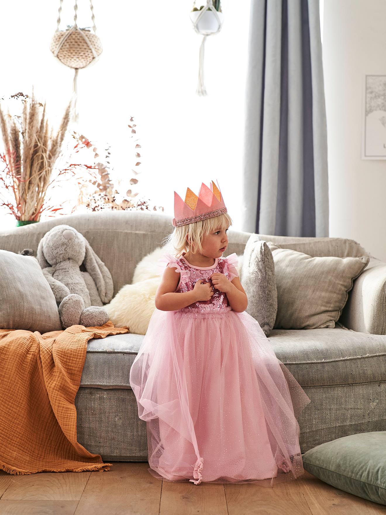 Déguisement de princesse avec voile et couronne bleu