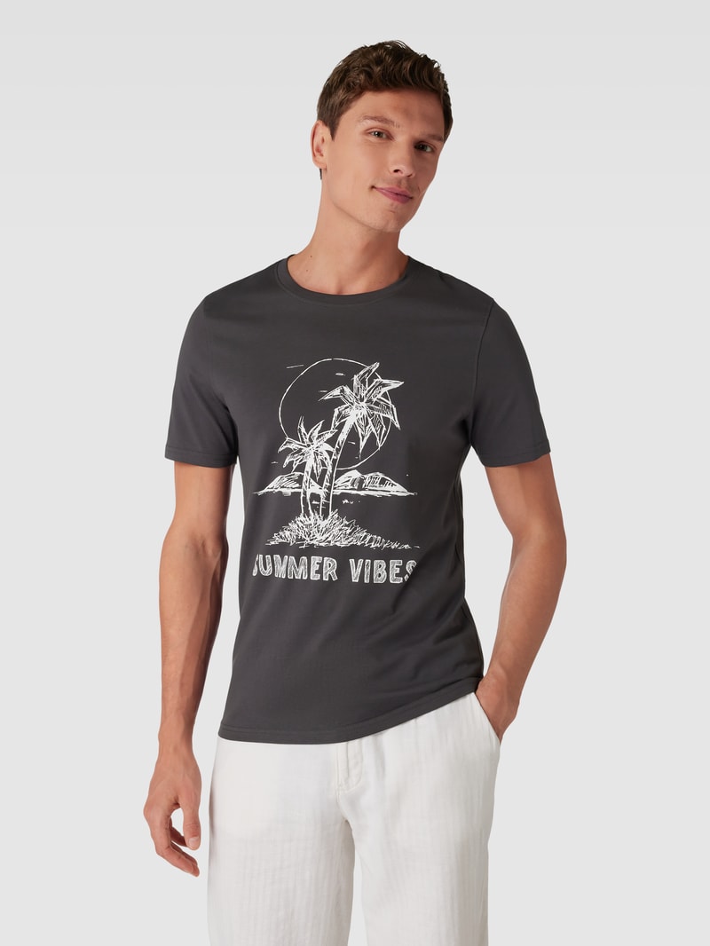 T-Shirt mit Motiv-Print in dunkelgrau