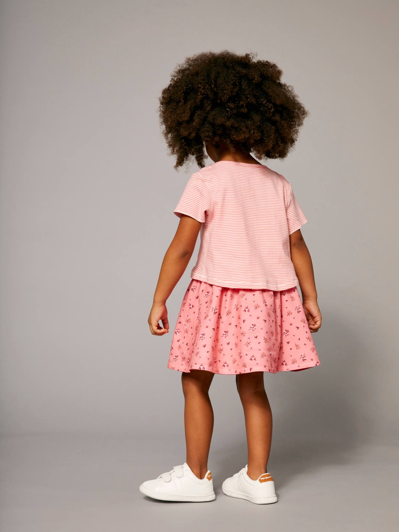 Robe réversible fille bimatière rose