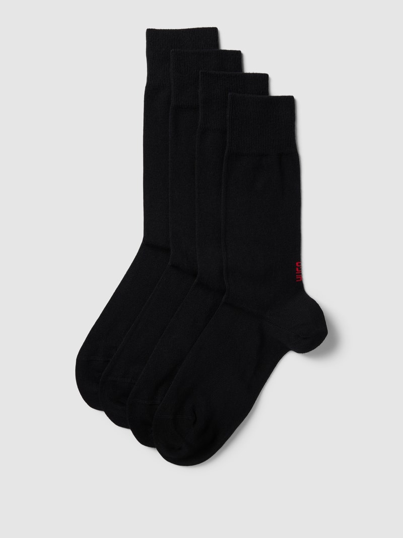 Socken mit gerippten Abschlüssen im 4er-Pack in schwarz