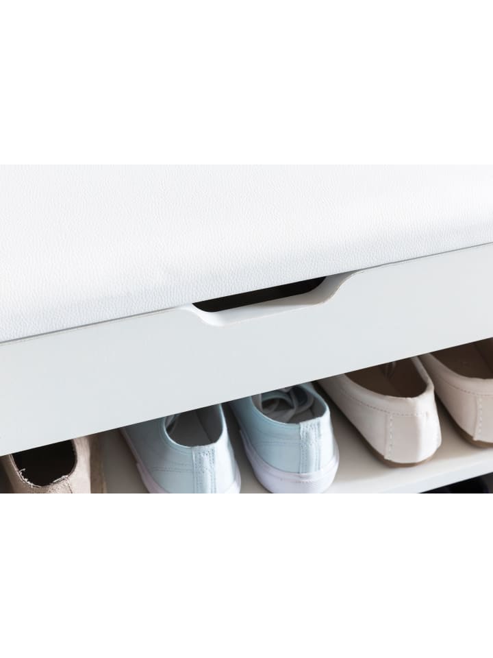 KADIMA DESIGN Schuhbank CIGNO mit Stauraum, gepolsterter Kunstlederbezug, Weiß/Sonoma in Weiß günstig kaufen onesize