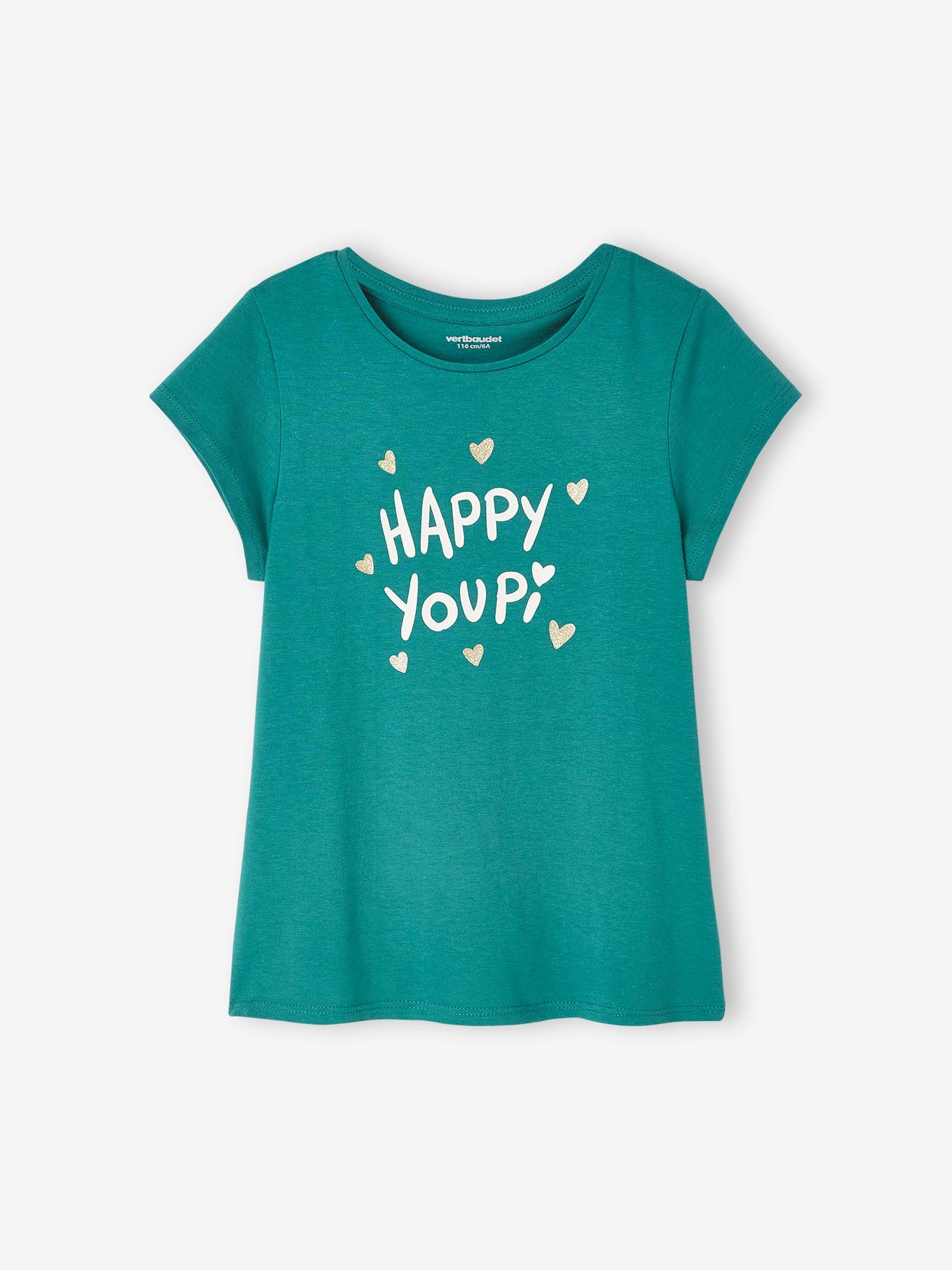 Tee-shirt à message Basics fille corail