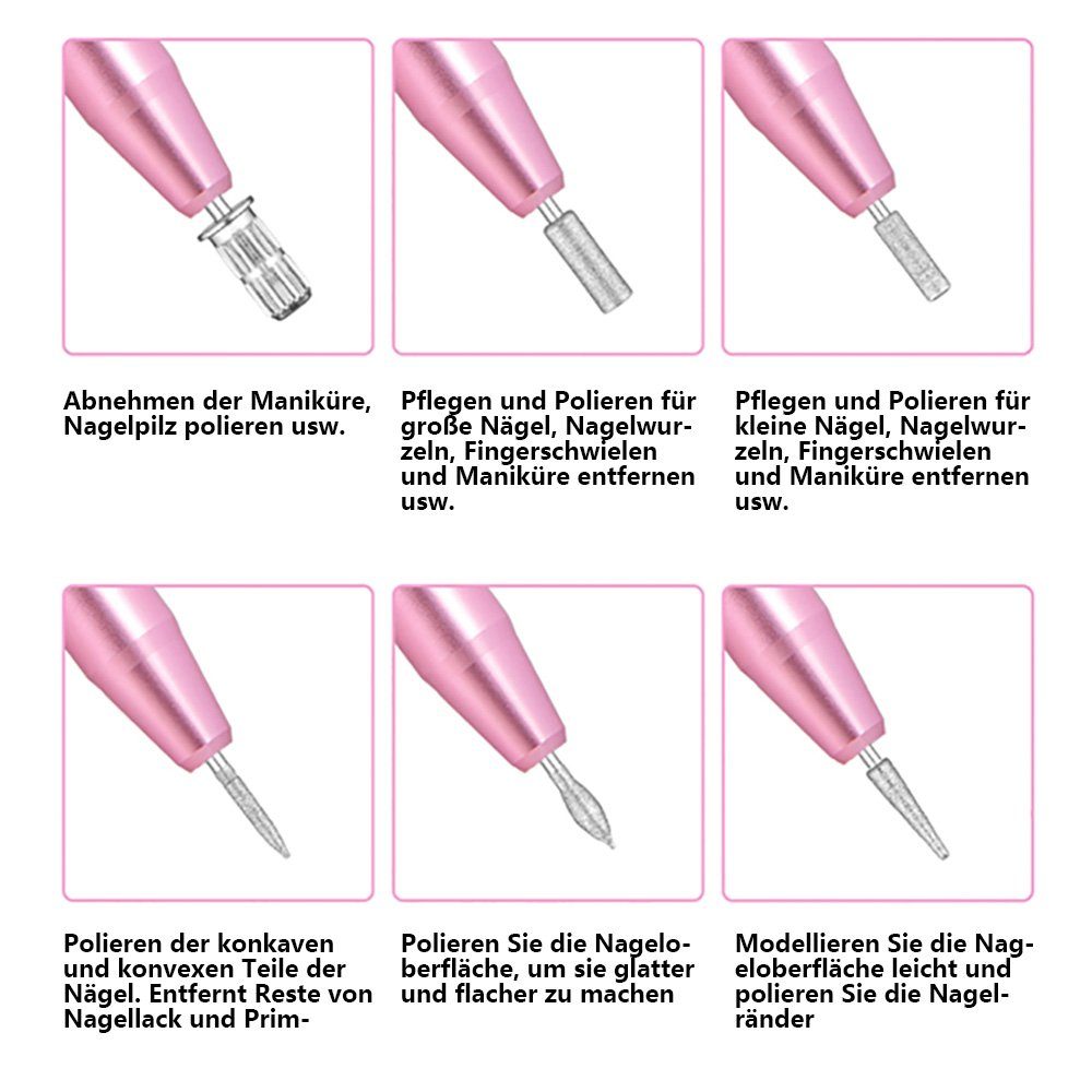 iceagle Maniküre-Pediküre-Set Nagelfräser, 11 In 1 Professionell Elektrische Nagelfräser, 11 Bohrer, Stufenlose Geschwindigkeitsregelung