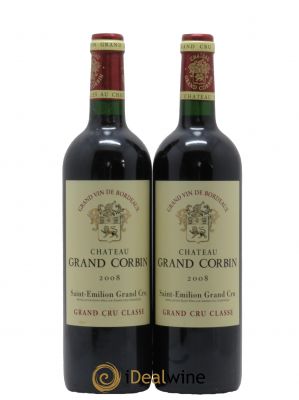 Château Grand Corbin Grand Cru Classé  2008 - Lot de 2 Bouteilles