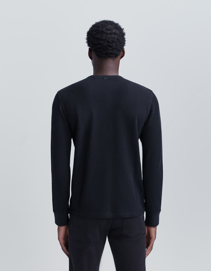 T-shirt noir bio maille reliefée Homme