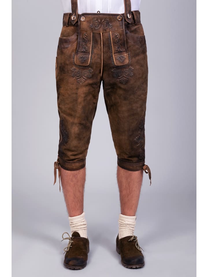 Edelnice Kniebund Wildbock Lederhose Jan in dunkelbraun günstig kaufen