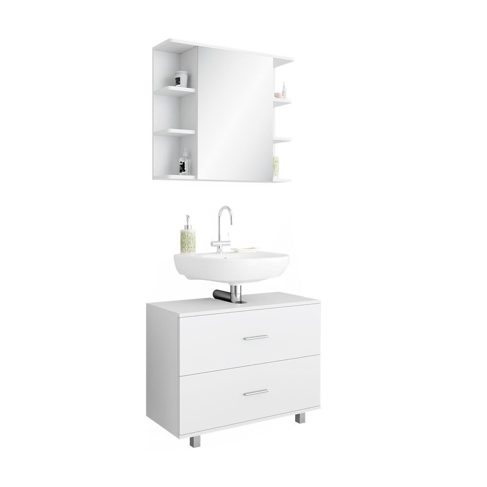 Vicco Badmöbel-Set Badezimmerset ILIAS Weiß Set 5, (2-er Set, 2-St., 2-er Set)