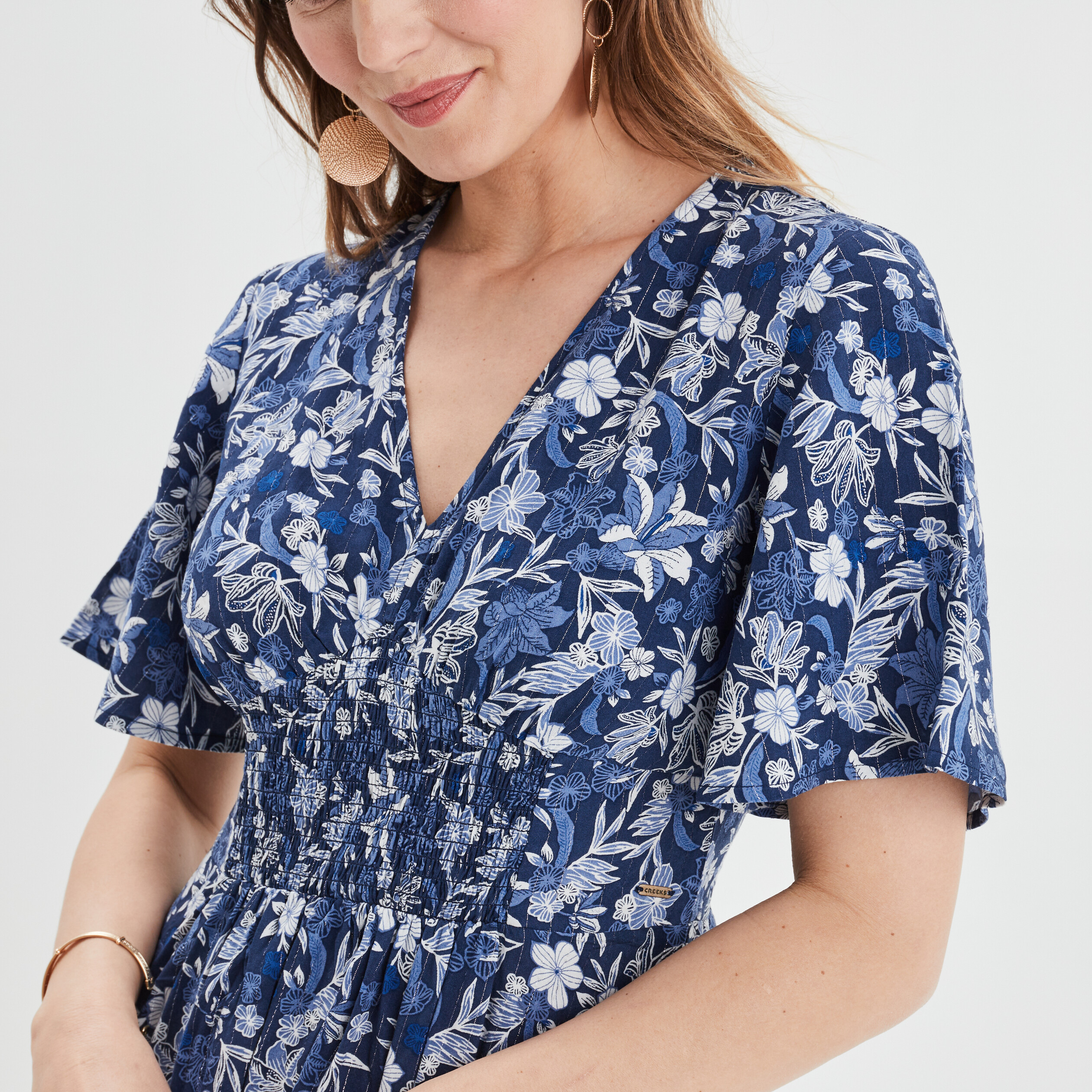 Robe longue droite Creeks bleu marine femme | La Halle