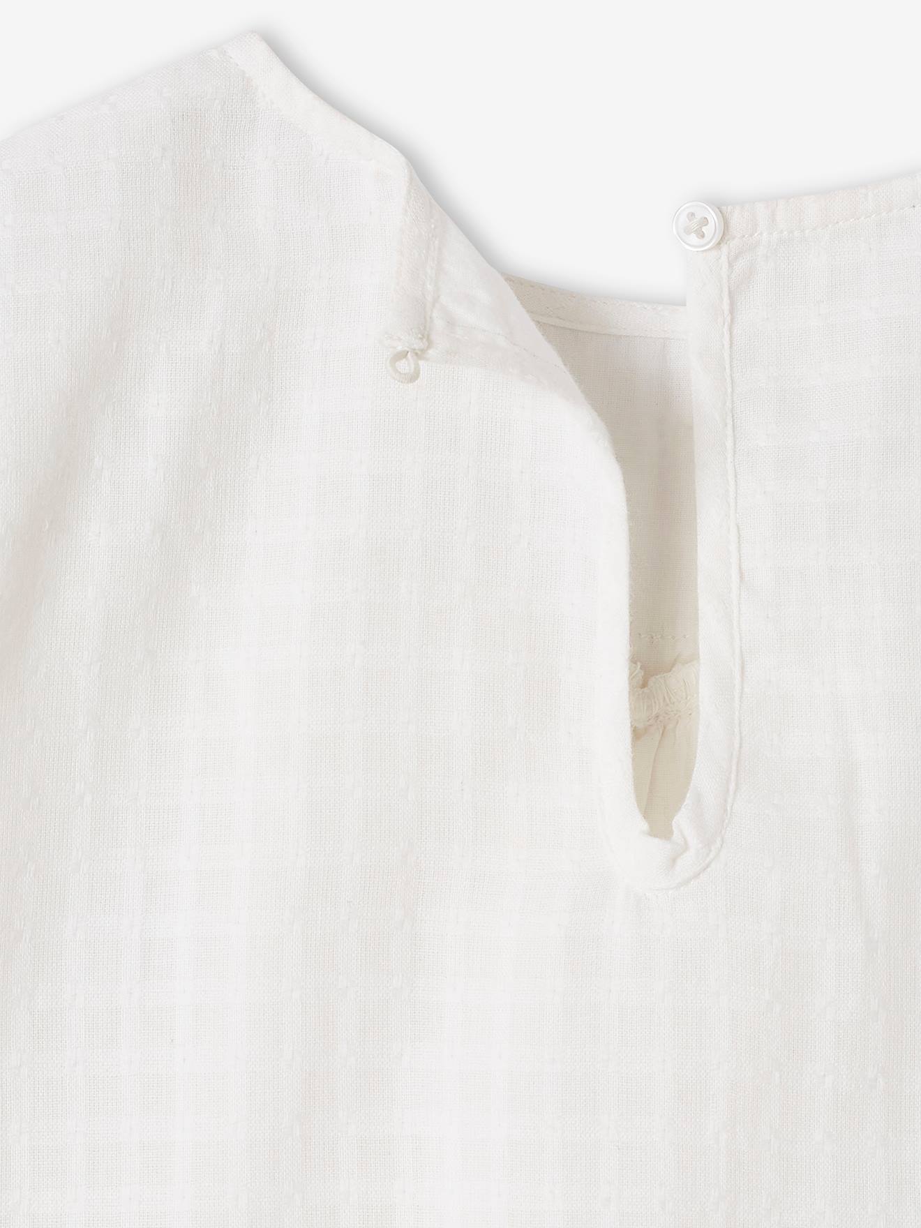 Blouse à volant effet texturé fille marine