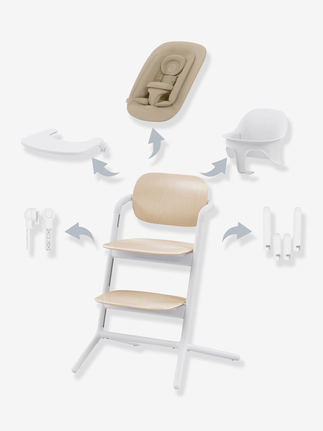 Chaise haute évolutive avec transat Cybex Lemo 2 sand white