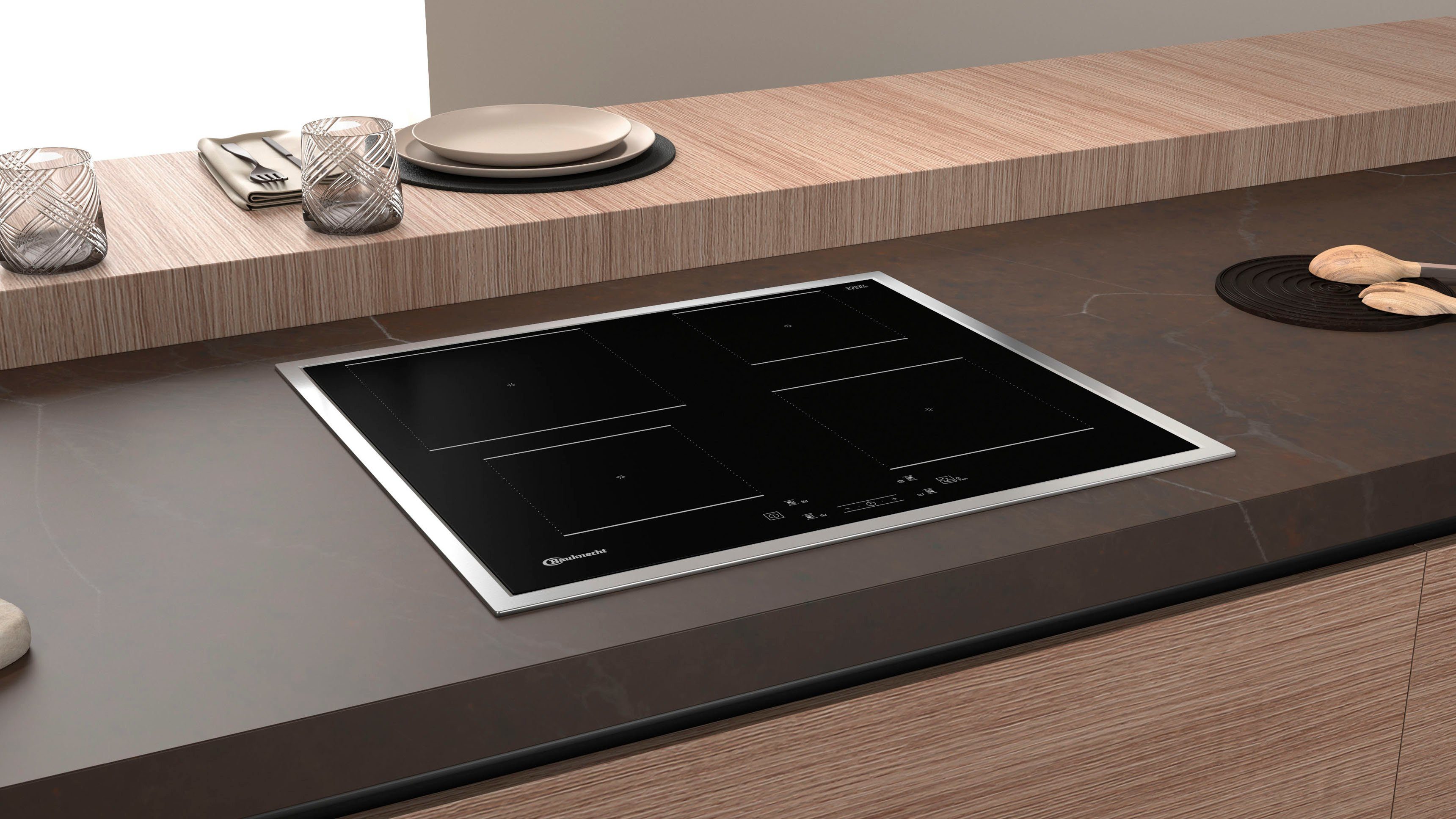 BAUKNECHT Backofen-Set BAKO4 HI6 BLACK, mit 2-fach-Teleskopauszug, Hydrolyse
