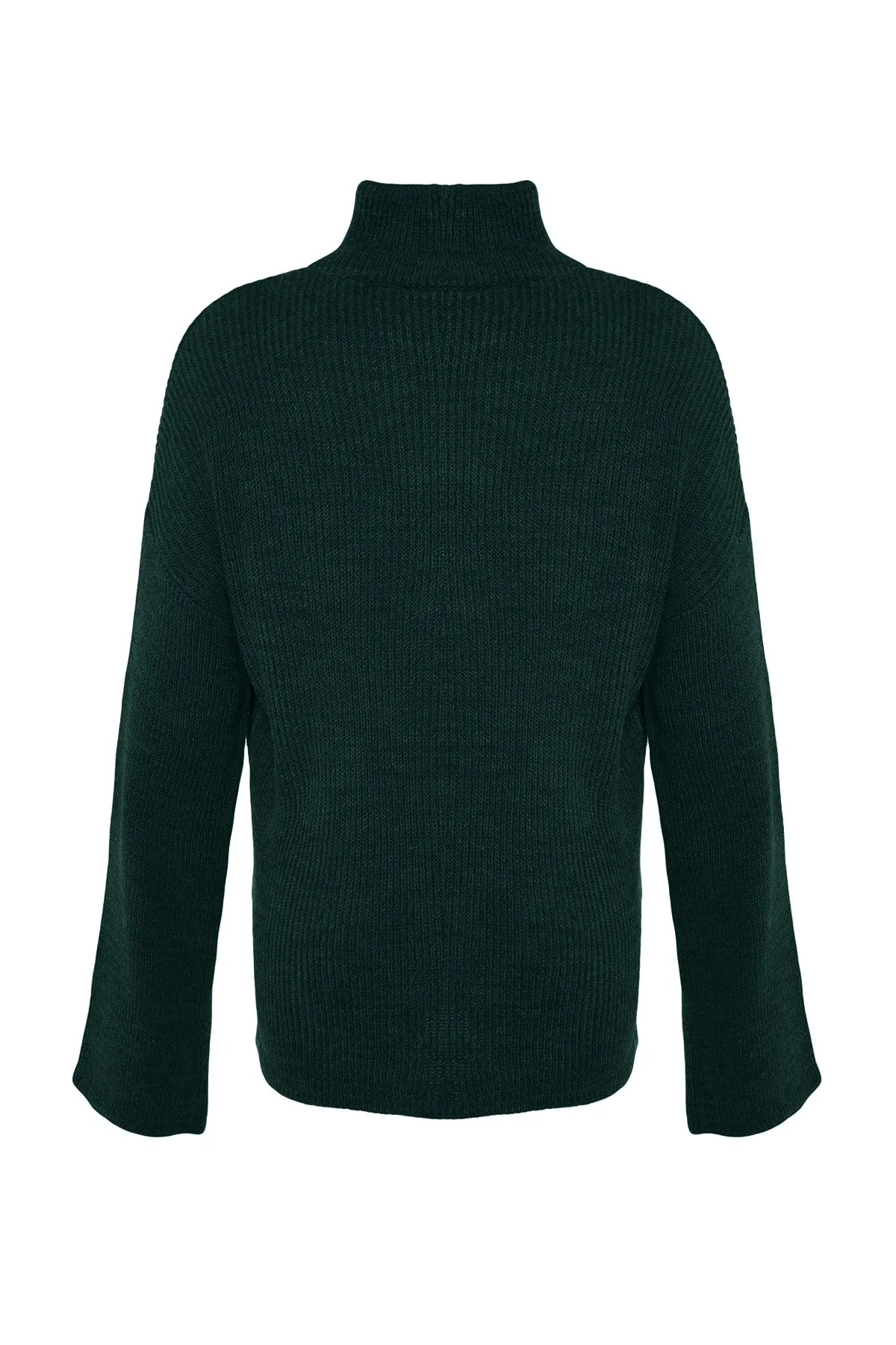 Trendyol Collection  Smaragdgrüner Strickpullover mit Reißverschluss und Stehkragen in weiter Passform TWOAW24KZ00507