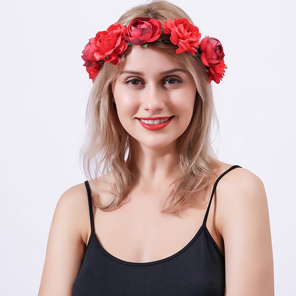 FeelGlad Haarband Blumenkranz Blume Krone Stirnbandfür Damen Hochzeit Zeremonie Party