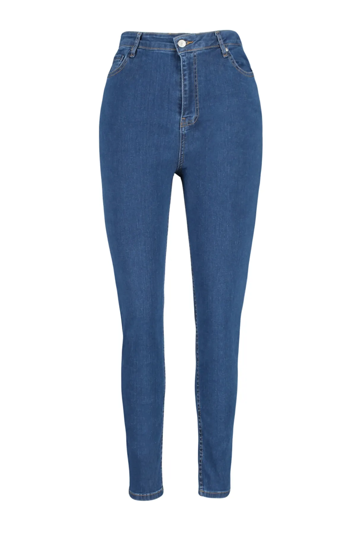 Trendyol Curve  Blaue, hoch taillierte, dehnbare Röhrenjeans TBBSS22JE0075