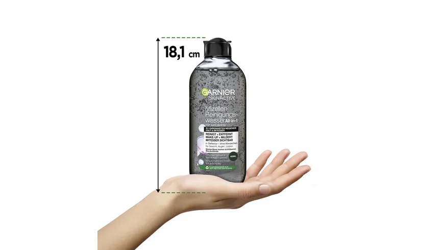 Garnier Skin Active Hautklar Mizellen Jelly Reinigungswasser mit Aktivkohle und Salicylsäure 400 ml