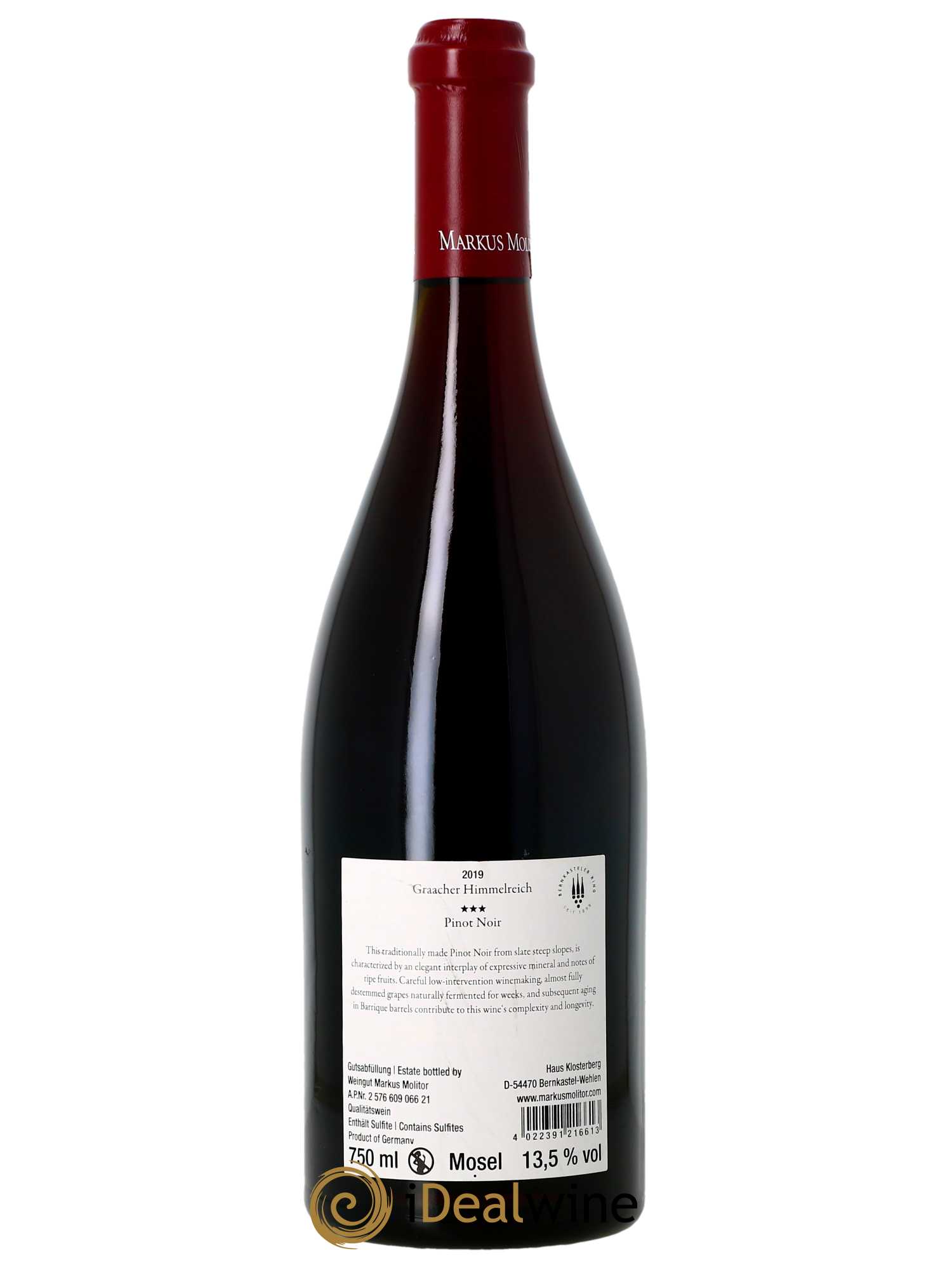 Pinot Noir Markus Molitor Graacher Himmelreich °°°  2019 - Lot de 1 Bouteille