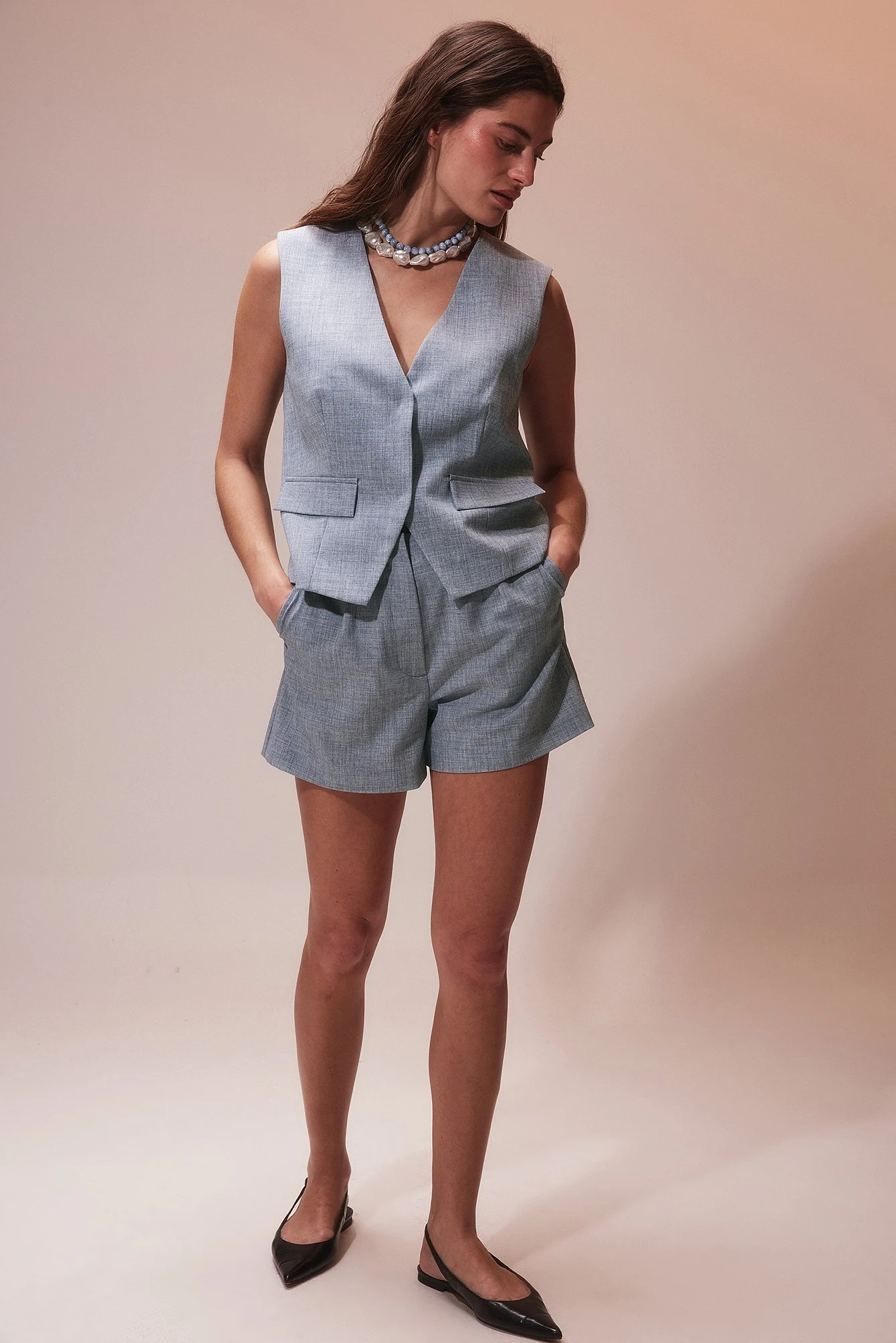 Breite Shorts mit hoher Taille
