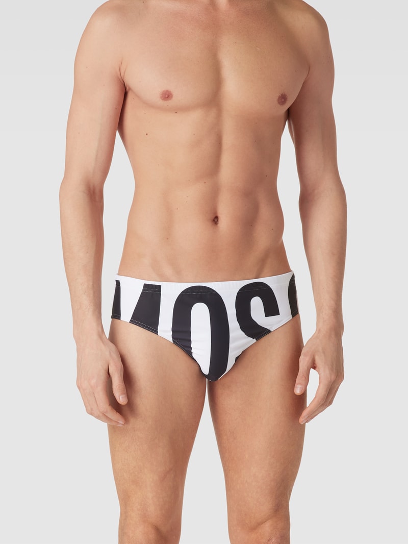 Badehose mit Logo-Print in weiß