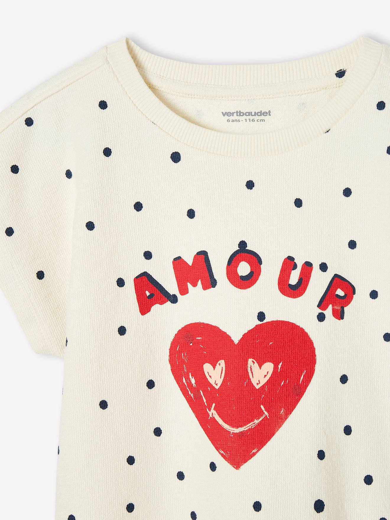 Vertbaudet Mädchen T-Shirt mit Schriftzug - wollweiß