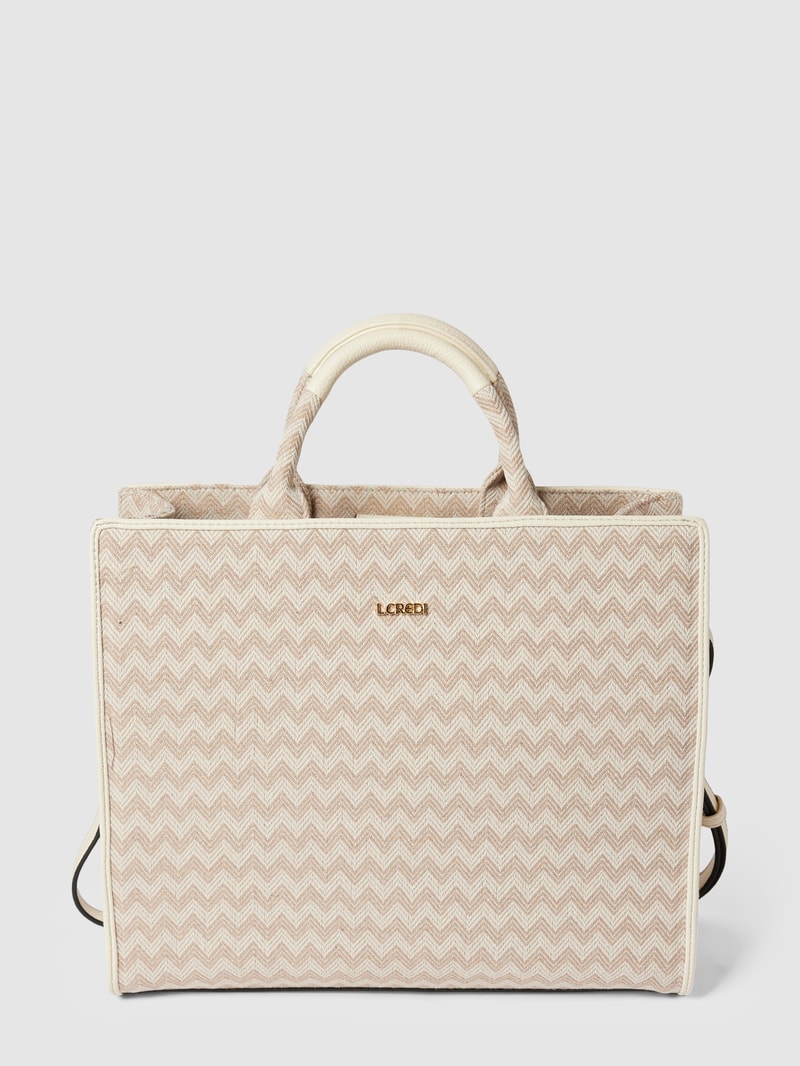 Tote Bag mit Zickzack-Muster Modell 'Kierra' in stein