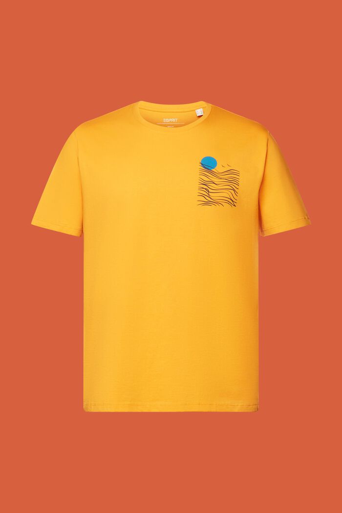 Jersey-T-Shirt mit Brust-Print, 100 % Baumwolle