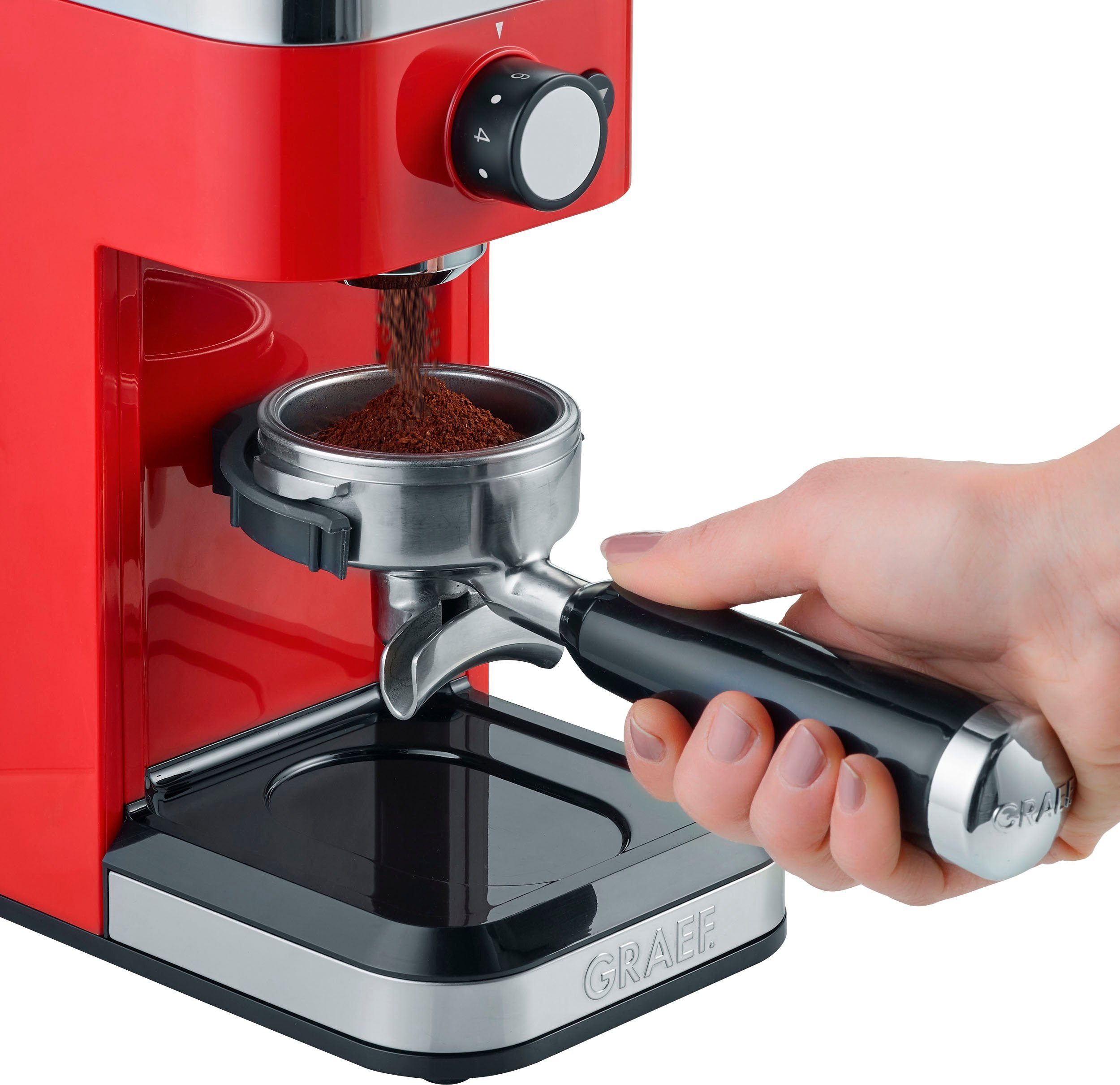 Graef Kaffeemühle CM 503, rot, 135 W, Kegelmahlwerk
