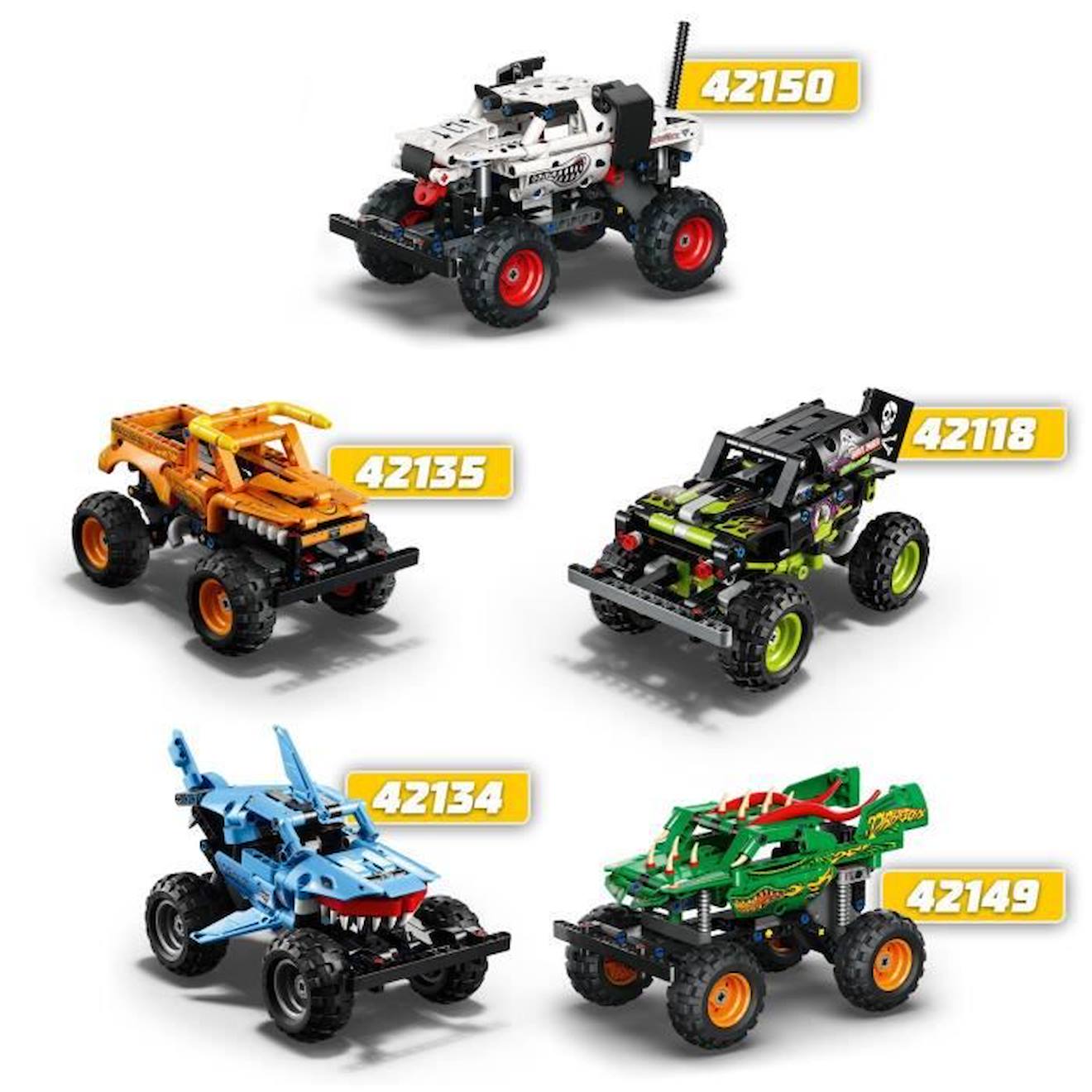 LEGO® Technic 42149 Monster Jam Dragon, 2-en-1, Monster Truck Jouet, Voiture de Course blanc