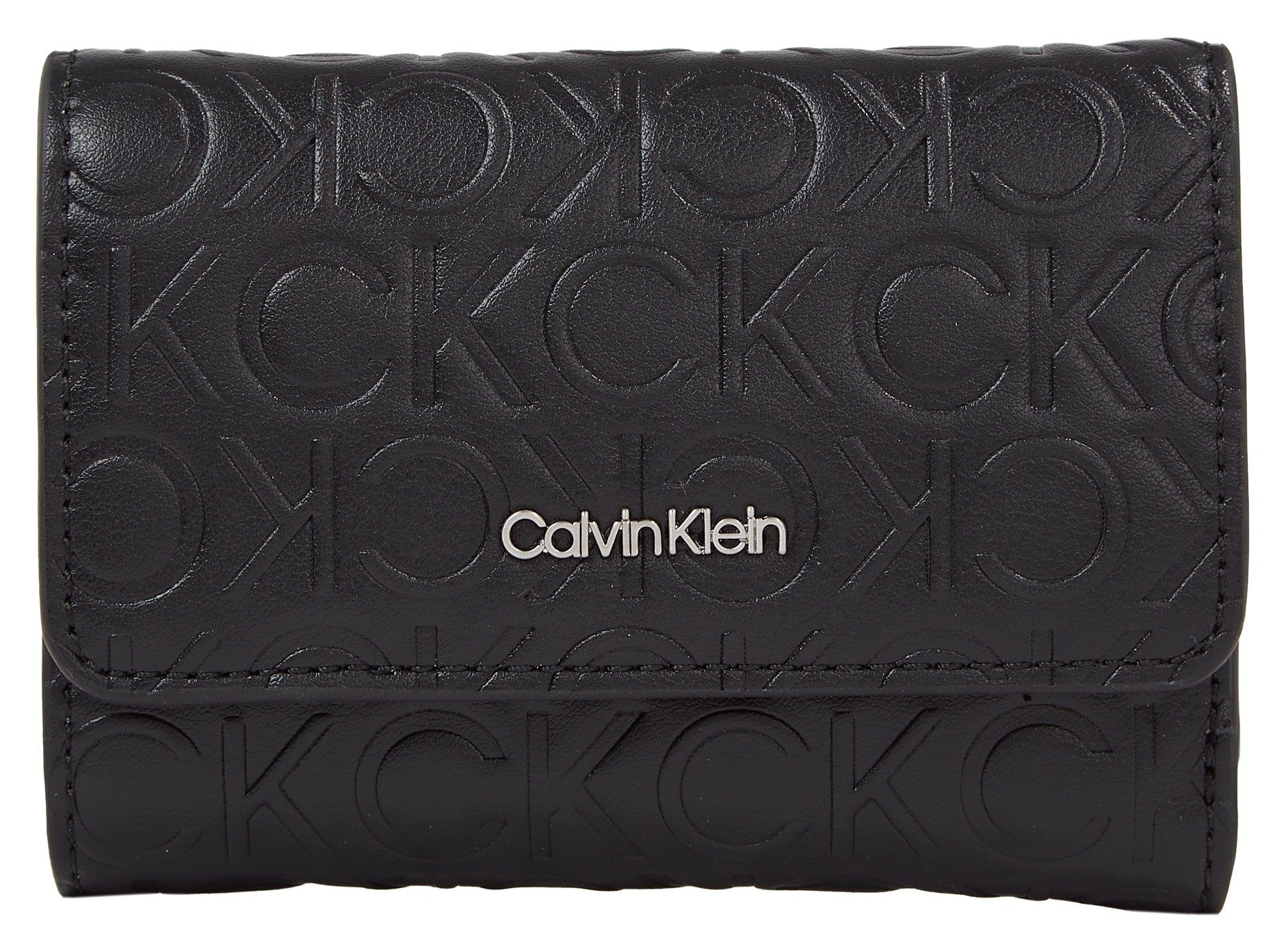 Calvin Klein Geldbörse CK MUST TRIFOLD SM EMB, mit Allover Logo Prägung