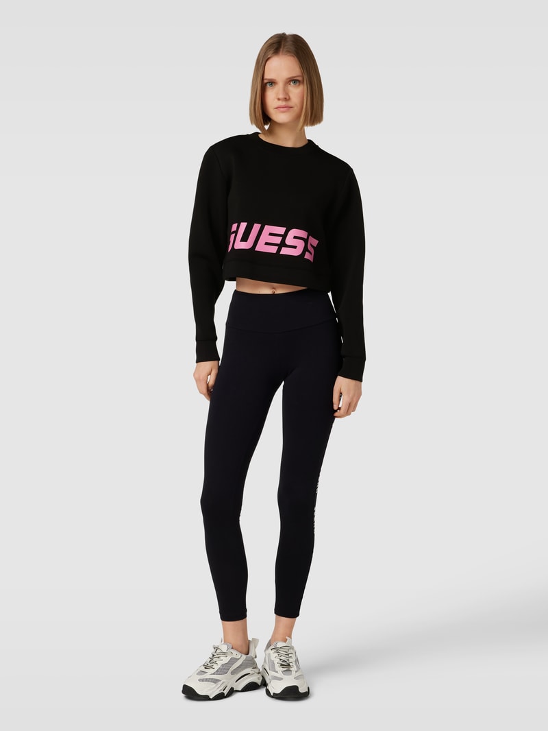 Crop Sweatshirt mit Label-Print Modell 'ALETHA' in schwarz