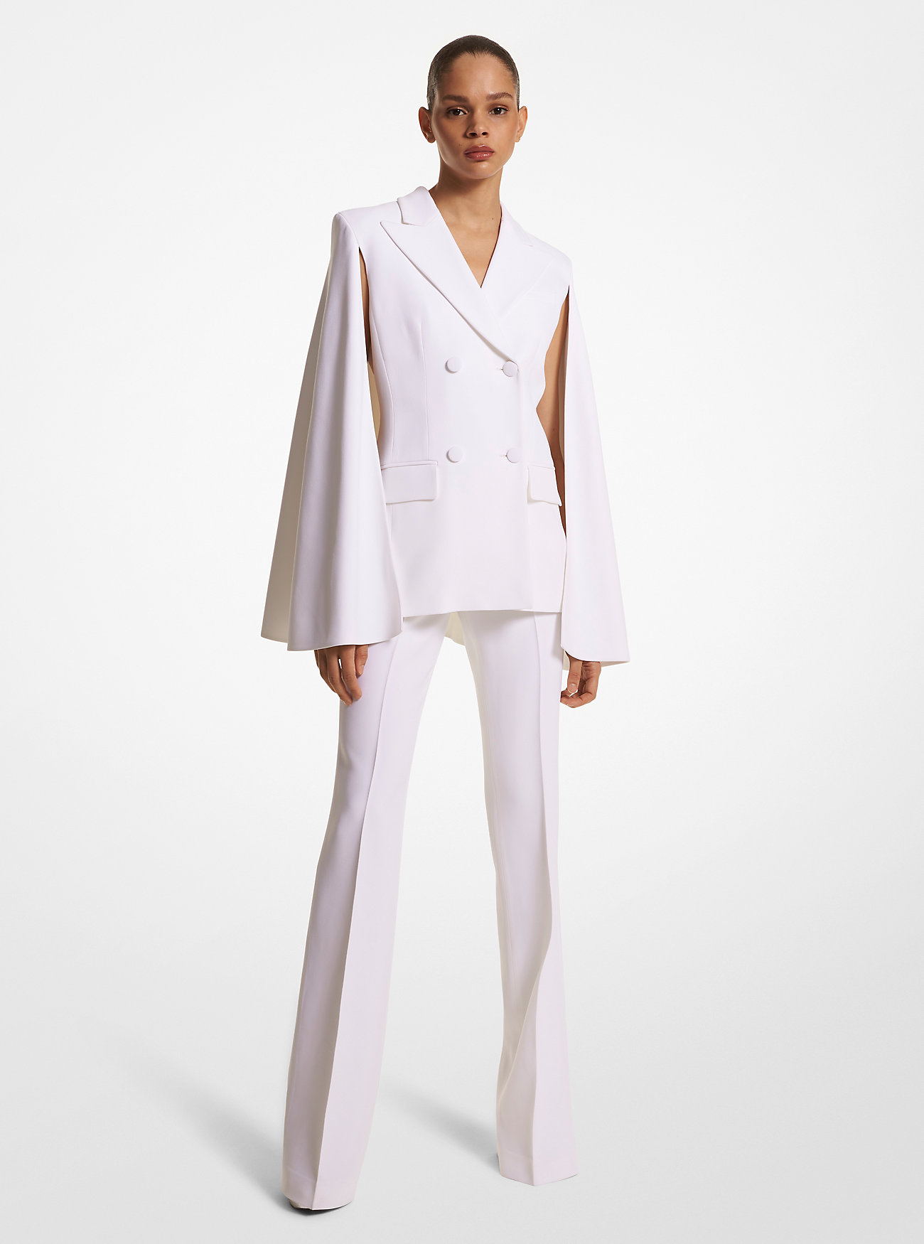 Double Crepe Sablé Cape Blazer - OPTIC WHITE