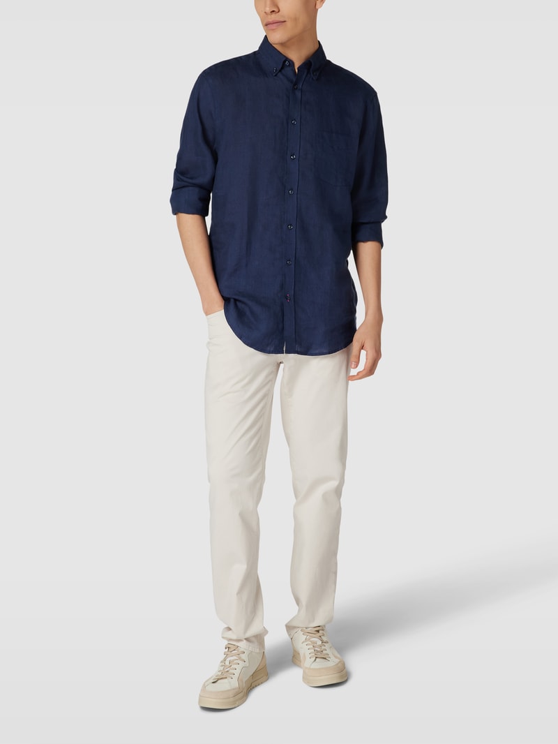 Freizeithemd mit Button-Down-Kragen in dunkelblau