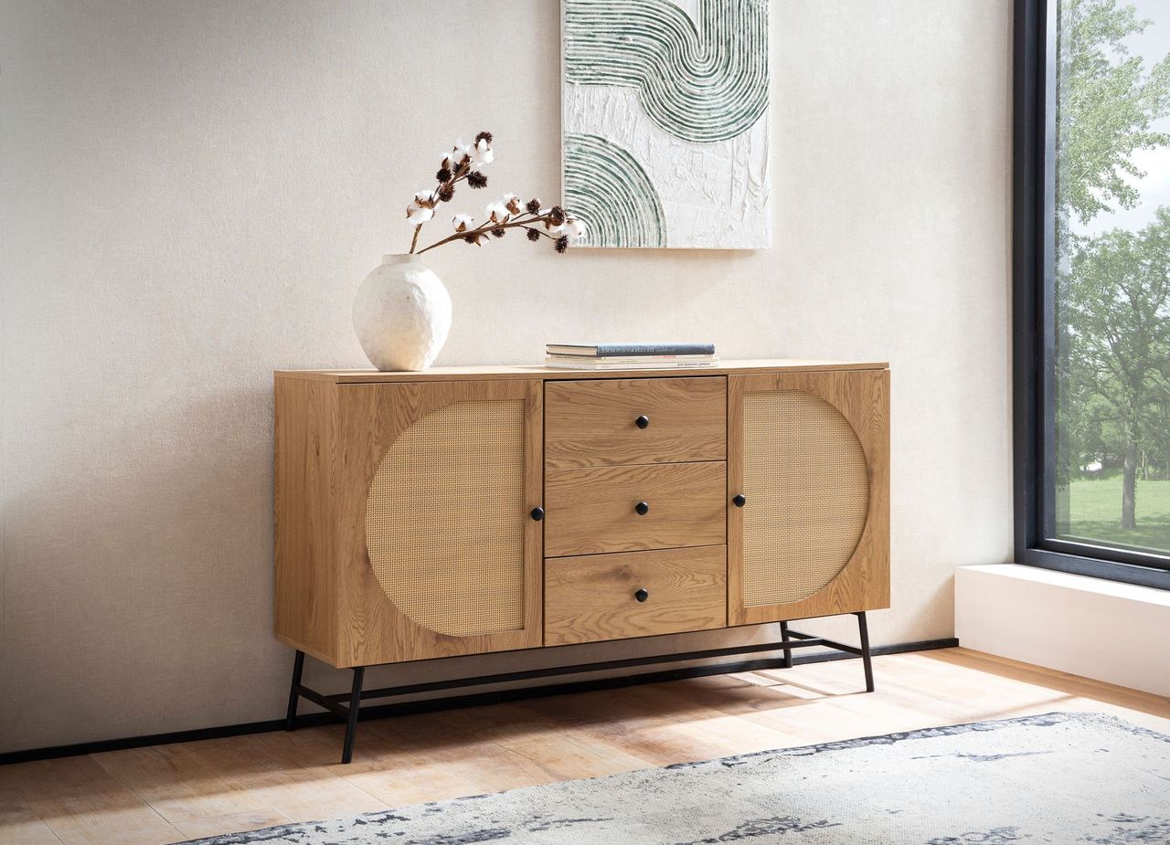 Wohnling Sideboard Eiche-Dekor 140x80x40 cm
